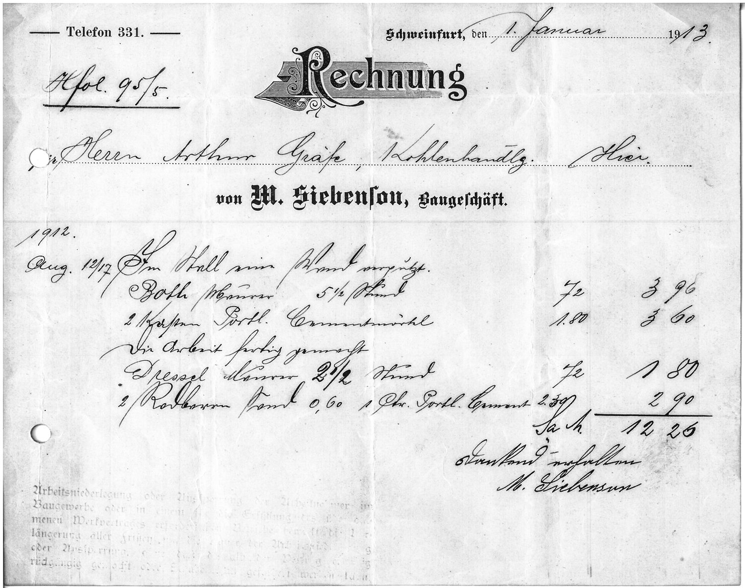 Rechnung von 1913