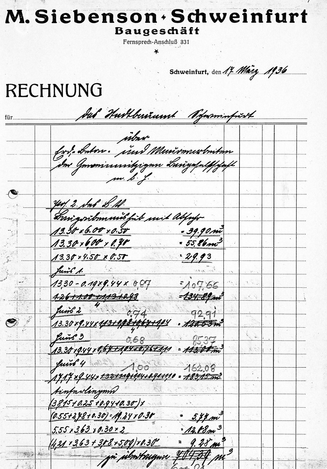Rechnung von 1936